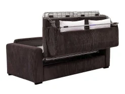 Sofá De 4 Lugares Convertivel Abertura Rapida Veludo Canelado Castanho, Cama De 160 Cm, Colchão De 18 Cm - Mondovi