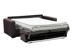 Sofá De 4 Lugares Convertivel Abertura Rapida Veludo Canelado Castanho, Cama De 160 Cm, Colchão De 18 Cm - Mondovi