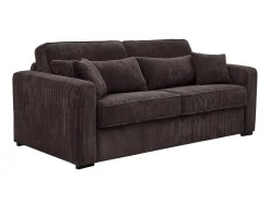 Sofá De 4 Lugares Convertivel Abertura Rapida Veludo Canelado Castanho, Cama De 160 Cm, Colchão De 18 Cm - Mondovi