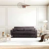 Sofá De 3 Lugares Convertivel Abertura Rapida Veludo Canelado Castanho, Cama De 140 Cm, Colchão De 18 Cm - Mondovi