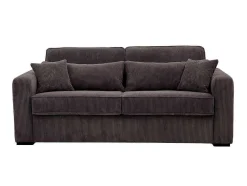 Sofá De 3 Lugares Convertivel Abertura Rapida Veludo Canelado Castanho, Cama De 140 Cm, Colchão De 18 Cm - Mondovi