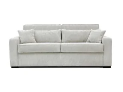 Sofá De 3 Lugares Convertivel Abertura Rapida Veludo Canelado Bege, Cama De Ripas Largas 140 Cm, Colchão De 18 Cm - Mondovi