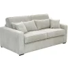 Sofá De 4 Lugares Convertivel Abertura Rapida Veludo Cabelado Bege, Cama De Ripas Largas 160 Cm, Colchão De 14 Cm - Mondovi
