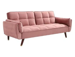 Sofá De 3 Lugares Convertivel Clic-Clac Em Veludo Cor-De-Rosa - Gulcan