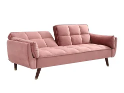 Sofá De 3 Lugares Convertivel Clic-Clac Em Veludo Cor-De-Rosa - Gulcan