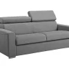 Sofá De 3 Lugares Convertivel De Abertura Rapida Em Tecido Vizir - Cinza - Cama De Ripas Largas 140 Cm - Colchão De 18 Cm Com Memória De Forma
