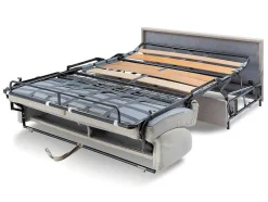 Sofá De 3 Lugares Convertivel De Abertura Rapida Em Tecido Vizir - Cinza - Cama De Ripas Largas 140 Cm - Colchão De 18 Cm Com Memória De Forma