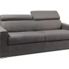 Sofá De 4 Lugares Convertivel De Abertura Rapida Em Tecido Vizir - Cinza - Cama De Ripas Largas De 160 Cm - Colchão De 22 Cm Com Memória De Forma