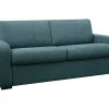 Sofá De 4 Lugares Convertivel De Abertura Rapida Em Tecido Azul Bevis Colchão De 14 Cm