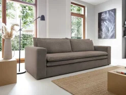 Sofá De 3 Lugares Convertivel Em Veludo Canelado Taupe - Tilia