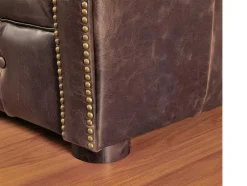Sofá De 3+2+1 Lugares 100% Couro Envelhecido Estilo Chesterfield - Clotaire