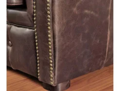 Sofá De 3+2+1 Lugares 100% Couro Envelhecido Estilo Chesterfield - Clotaire