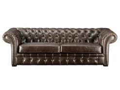 Sofá De 3+2+1 Lugares 100% Couro Envelhecido Estilo Chesterfield - Clotaire