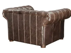 Sofá De 3+2+1 Lugares 100% Couro Envelhecido Estilo Chesterfield - Clotaire