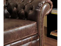 Sofá De 3+2 Lugares 100% Couro Envelhecido Estilo Chesterfield - Clotaire