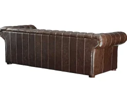 Sofá De 3+2 Lugares 100% Couro Envelhecido Estilo Chesterfield - Clotaire