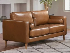 Sofá De 3 Lugares E De 2 Lugares 100% Pele De Bufalo Superior Castanho Vintage - Barota