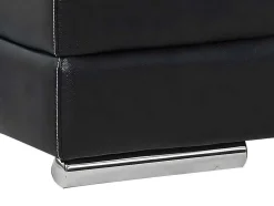 Sofá De 3+1 Lugares Em Pele De Bufalo Preto - Monika