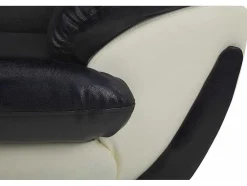 Sofá De 2 Lugares Em Pele Sintética Bicolor Preto E Branco - Indice