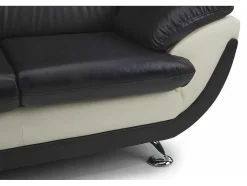 Sofá De 2 Lugares Em Pele Sintética Bicolor Preto E Branco - Indice