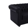 Sofá De 2 Lugares Em Pele Sintética Preto - Chesterfield