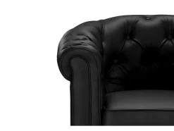Sofá De 3 Lugares Em Pele Sintética Branco - Chesterfield