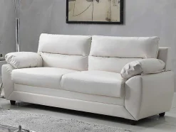 Sofá De 3+2 Lugares Em Pele Sintética Branco - Manoa