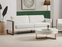 Sofá De 3 Lugares Em Tecido Creme - Vergamo