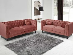 Sofá De 2 Lugares Em Veludo Cor-De-Rosa Velho - Turner