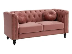 Sofá De 2 Lugares Em Veludo Cor-De-Rosa Velho - Turner