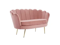 Sofá De 2 Lugares E Poltrona Forma De Concha Veludo Cor-De-Rosa - Dandelion