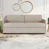 Sofá De 4 Lugares Rapidamente Convertivel Em Cama Em Tecido Bege - Cama De 160 Cm E Colchão De 22 Cm - Calife