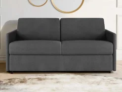 Sofá De 3 Lugares Rapidamente Convertivel Em Cama Em Tecido Cinzento - Cama De 140 Cm E Colchão De 22 Cm - Calife