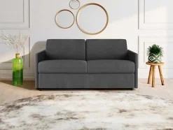 Sofá De 3 Lugares Rapidamente Convertivel Em Cama Em Tecido Cinzento - Cama De 140 Cm E Colchão De 18 Cm - Calife
