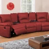 Sofá De 3 Lugares Relax Em Pele Vermelho - Aroma