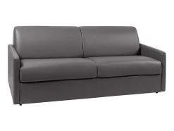Sofá 4 Lugares Convertivel Em Cama Expresso Em Pele Sintética Cinzento - Cama De 160 Cm - Calife