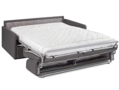 Sofá 4 Lugares Convertivel Em Cama Expresso Em Pele Sintética Cinzento - Cama De 160 Cm - Calife