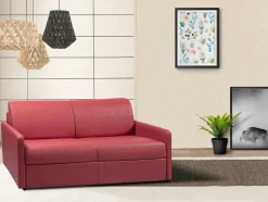 Sofá 4 Lugares Convertivel Em Cama Expresso Em Pele Sintética Cinzento - Cama De 160 Cm - Calife