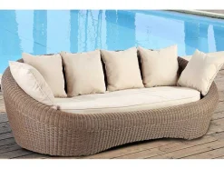 Sofá 3 Lugares De Jardim Em Resina Entrancada Caramelo - Whiteheaven