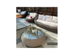 Sofá 3 Lugares De Jardim Em Resina Entrancada Caramelo - Whiteheaven