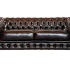 Sofá 3+2 Lugares 100% Pele De Bufalo Castanho Reflexos Castanhos Estilo Chesterfield - Brenton