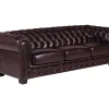 Sofá 4 Lugares 100% Pele Vermelho Estilo Chesterfield - Brenton