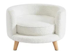 Sofá Para Animais Em Tecido Boucle E Pés De Madeira D.56 X A.35 Cm Branco - Misia