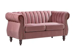 Sofás Chesterfield 3 Lugares E 2 Lugares Veludo Cor-De-Rosa Vintage - Trumbo