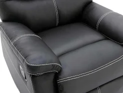 Sofás De 3 + 2 Lugares E Poltrona Articulados Em Pele Sintética Cor Preto - Canby