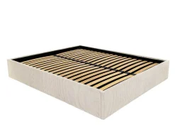 Sommier Com Espaco De Arrumação 140 X 190 Cm Em Veludo Canelado Bege - Pontos Da Ysmee