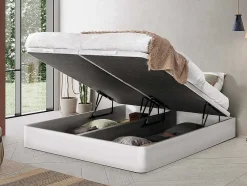 Sommier Com Espaco De Arrumação Hestia Da Ysmee Cor Branco Mate De 180 X 200 Cm