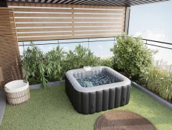 Spa Insuflável Quadrado 4 Péssoas - C154 X L154 X A65 Cm - 120 Saidas De Ar - Preto E Cinza - B-Cosy