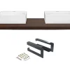 Suporte Suspenso Em Teca Escura Com Esquadros De Fixacao Pretos E Lavatório Duplo De 150 X 50 Cm - Sukawati