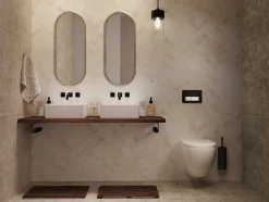 Suporte Suspenso Em Teca Escura Com Esquadros De Fixacao Pretos De 120 X 50 Cm - Sukawati